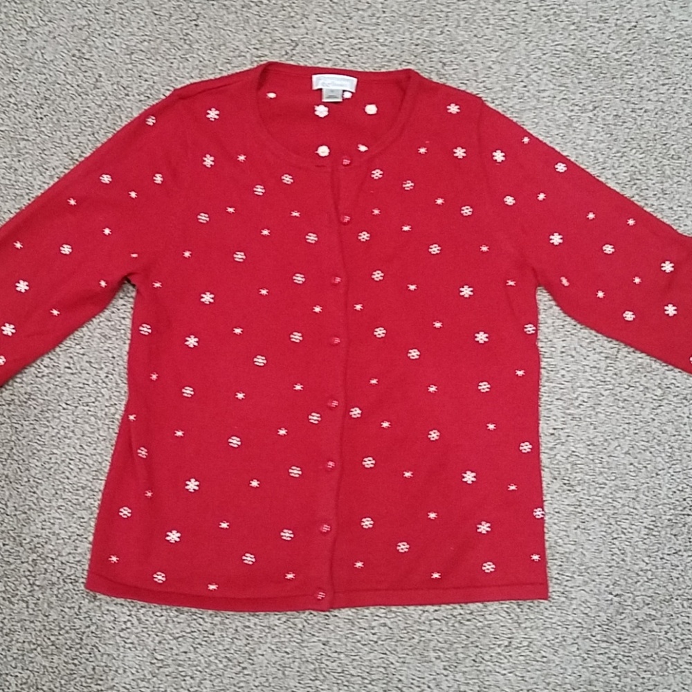 Red and white snowflake cardigan